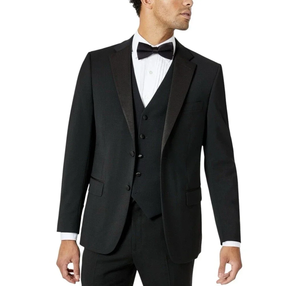 NEW- Tommy Hilfiger Mens Modern Fit Tuxedo Black Jacket Blazer 40 R $230.00
